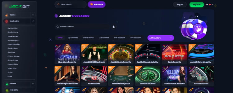 Jackbit live casino games